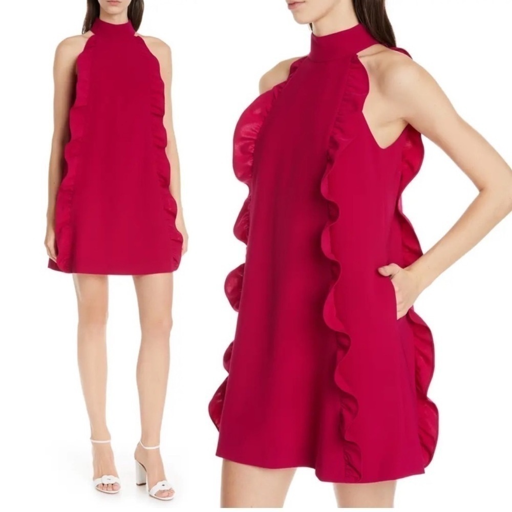 NWT TED BAKER LONDON Torriya Ruffle Pink Tunic Halter Dress
